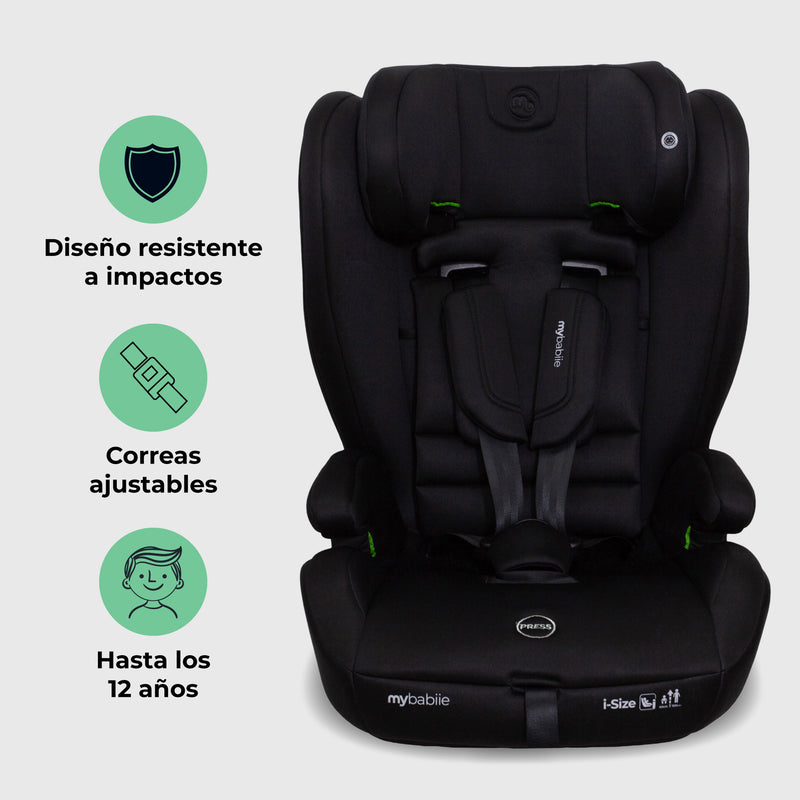 My Babiie MBCS75 Toddler to Booster R129 Asiento de coche con ISOFIX - Negro