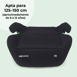 My Babiie MBCSB20 - Silla elevadora infantil ISOFIX, R129 i-Size 125-150 cm (Grupo 3, aprox. 6 a 12 años) - Negro