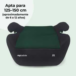 My Babiie MBCSB20 - Silla elevadora infantil ISOFIX, R129 i-Size 125-150 cm (Grupo 3, aprox. 6 a 12 años) - Verde Bosque