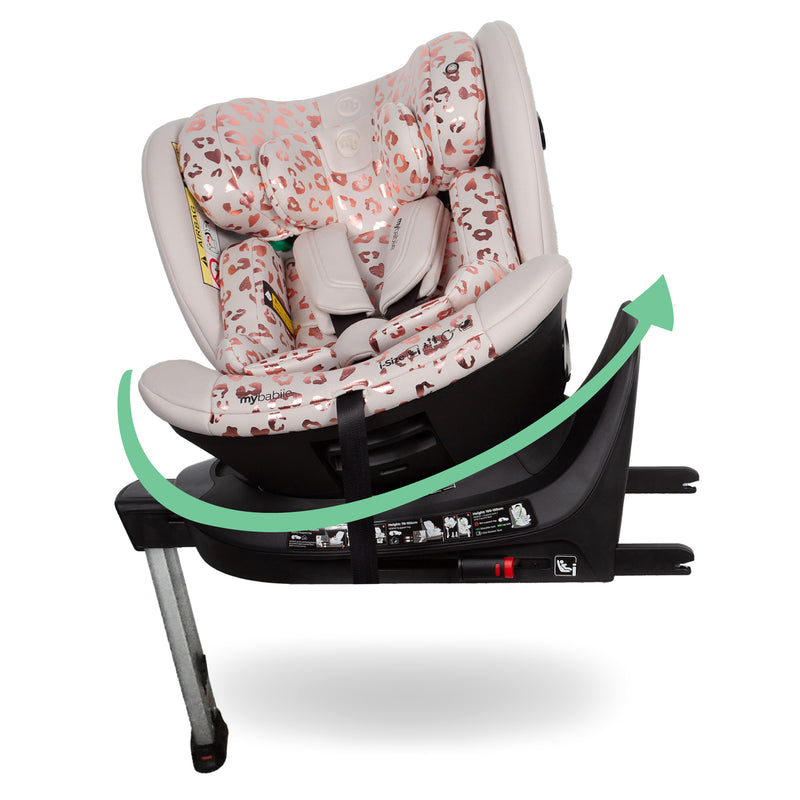 Silla de coche giratoria MBCS400 R129 con pata de apoyo - Leopardo rosa