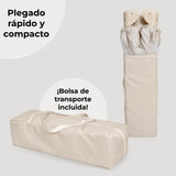 Cuna de viaje MBTC1 marfil – plegado rápido y compacto con bolsa de transporte
