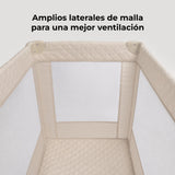Cuna de viaje MBTC1 marfil – amplios laterales de malla para una mejor ventilación