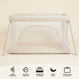 Cuna de viaje MBTC2 Air-Light marfil – mayor ventilación, montaje en segundos, base acolchada, diseño ligero y bolsa de transporte