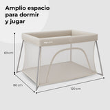 Cuna de viaje MBTC2 Air-Light marfil – amplio espacio para dormir y jugar, medidas