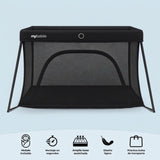Cuna de viaje MBTC3 Air-Light negro – moisés incluido, montaje en segundos, base acolchada, diseño ligero y bolsa de transporte