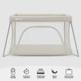 Cuna de viaje MBTC3 Air-Light marfil – moisés incluido, montaje en segundos, base acolchada, diseño ligero y bolsa de transporte