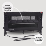 Cuna de viaje MBTC4 LUXE negro acolchado – moisés extraíble hasta 9 kg y fijación segura a la cama