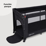 Cuna de viaje MBTC4 LUXE negro acolchado – función parque